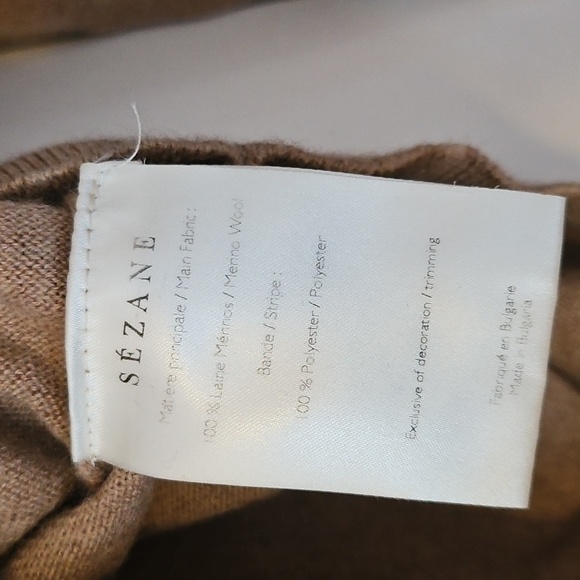 Sezane Jacob Jumper Sweater Merino Wool in Camel Tan Size M - Picture 5 of 7